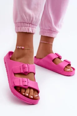 Evento Klapki Basenowe|Klapki Na Platformie*Damskie Piankowe Klapki Z Klamrami Fuksja Luciene