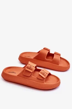 Damskie Boto Damskie Piankowe Klapki Z Paskami Pomarańczowe Sharmen