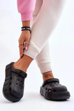 Discount Boto Damskie Piankowe Kroksy Na Platformie Czarne Beckett