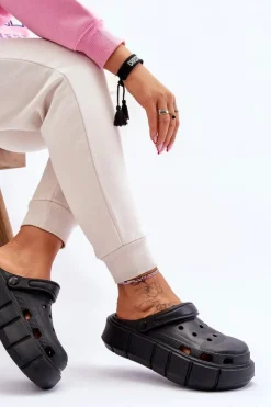 Discount Boto Damskie Piankowe Kroksy Na Platformie Czarne Beckett