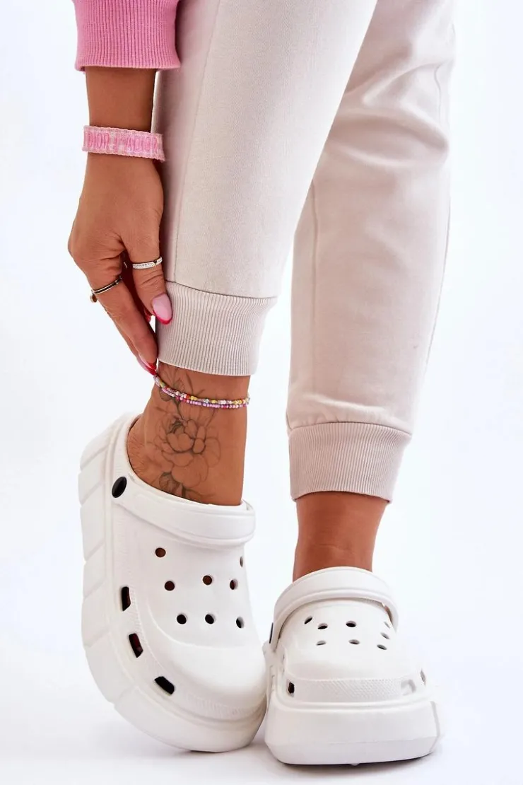 Best Boto Damskie Piankowe Kroksy Na Platformie Białe Beckett