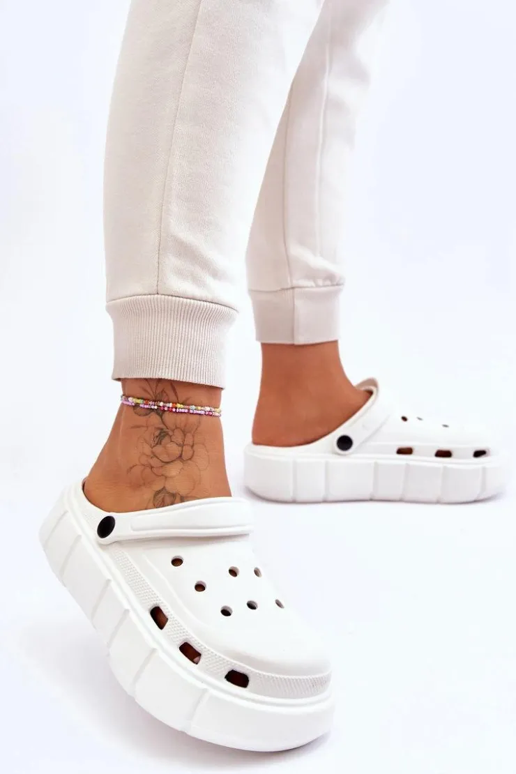 Best Boto Damskie Piankowe Kroksy Na Platformie Białe Beckett