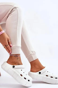 Best Boto Damskie Piankowe Kroksy Na Platformie Białe Beckett