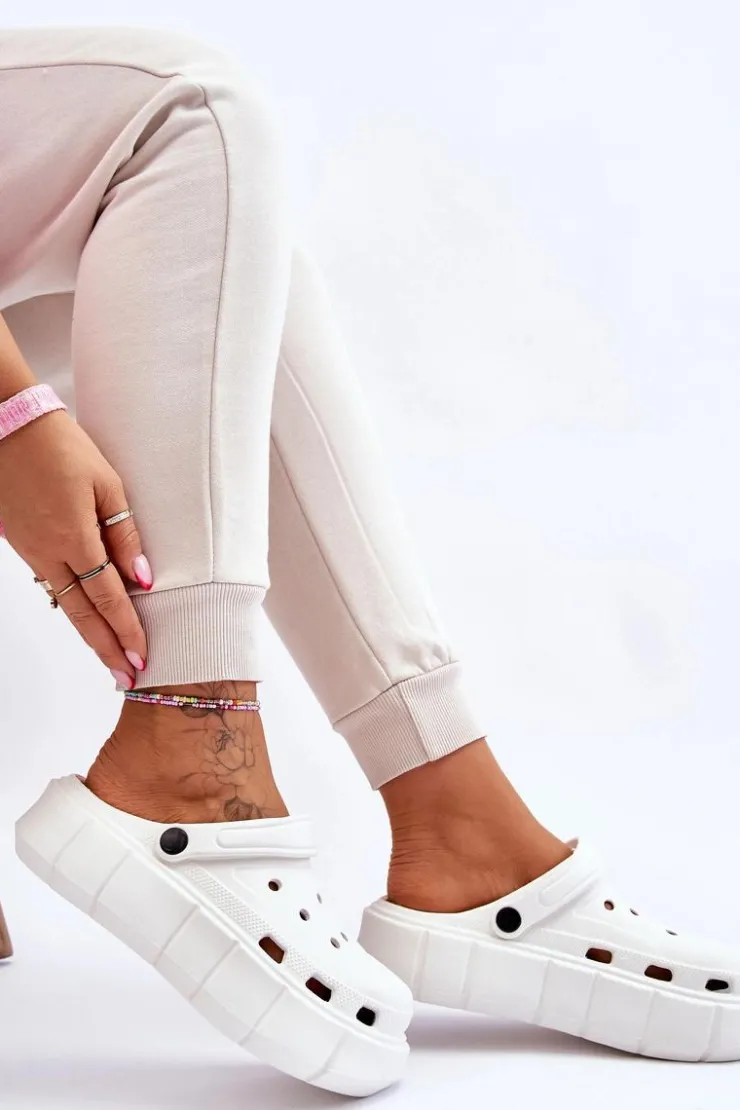 Best Boto Damskie Piankowe Kroksy Na Platformie Białe Beckett