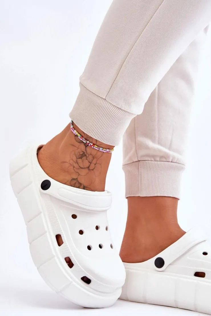 Best Boto Damskie Piankowe Kroksy Na Platformie Białe Beckett