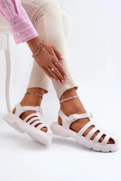 Boto Sandały Płaskie|Klapki Damskie Klasyczne*Damskie Piankowe Sandały Rzymianki Białe Gasaria Biały