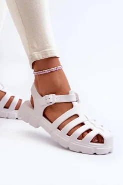 Boto Sandały Płaskie|Klapki Damskie Klasyczne*Damskie Piankowe Sandały Rzymianki Białe Gasaria Biały