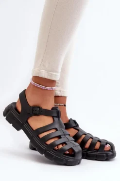 Boto Sandały Płaskie|Klapki Damskie Klasyczne*Damskie Piankowe Sandały Rzymianki Czarne Gasaria Czarny