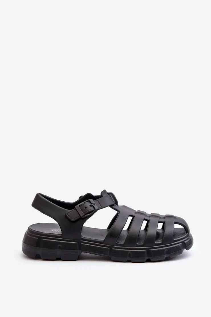 Boto Sandały Płaskie|Klapki Damskie Klasyczne*Damskie Piankowe Sandały Rzymianki Czarne Gasaria Czarny