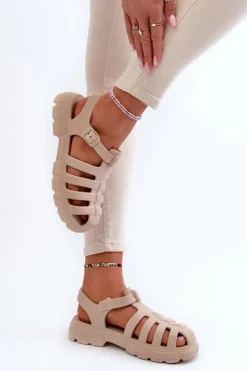 Damskie Boto Damskie Piankowe Sandały Rzymianki Beżowe Gasaria