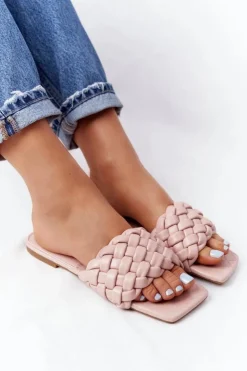 New Boto Damskie Plecione Klapki Beżowe Cheryl