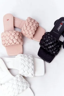 Damskie Boto Damskie Plecione Klapki Białe Cheryl