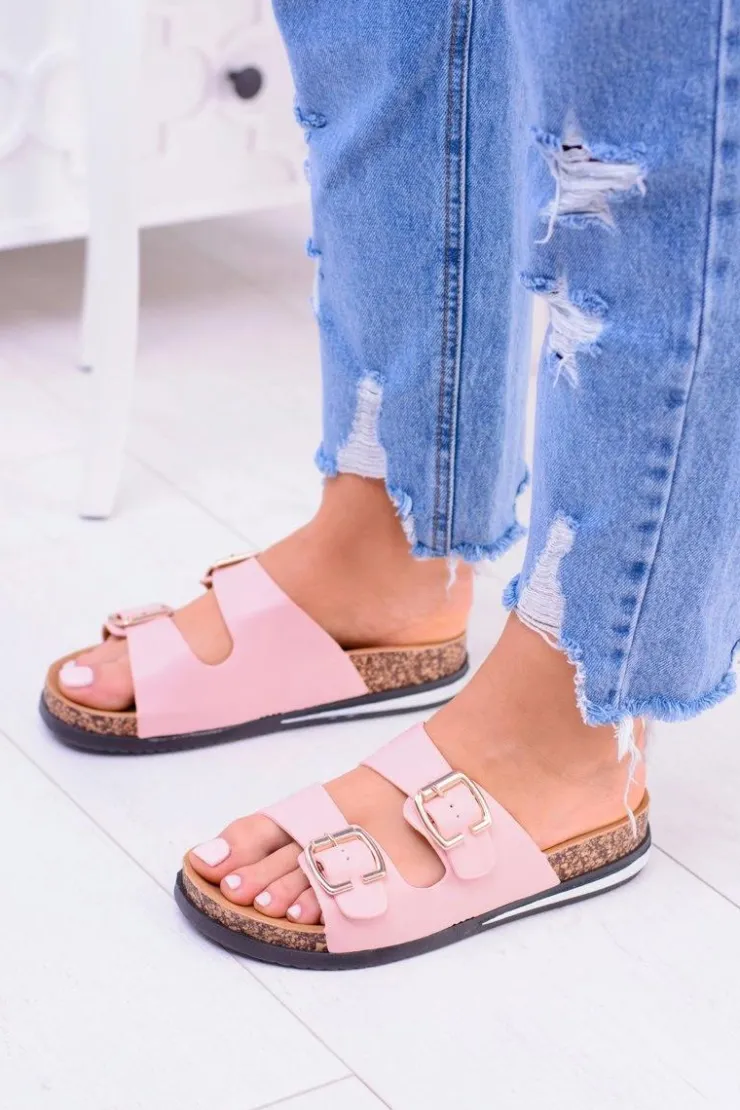 Boto Klapki Korkowe|Klapki Damskie Klasyczne*Damskie Różowe Klapki Z Klamrami Na Korku Ferone