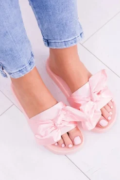 Damskie Boto Damskie Różowe Klapki Z Kokardką Hurrem