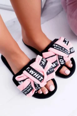 Boto Klapki Damskie Klasyczne*Damskie Różowe Klapki Z Napisami Lu Boo News