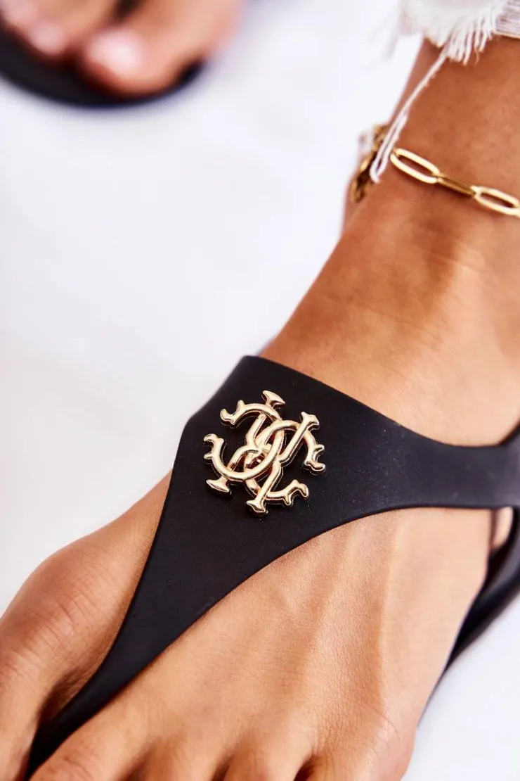 Boto Sandały Gumowe|Sandały Płaskie*Damskie Sandałki Czarne Sonner