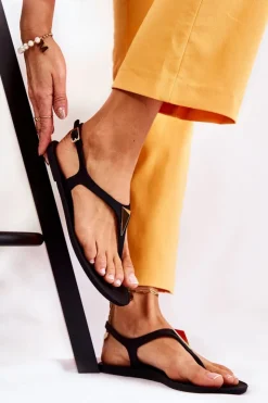 Boto Sandały Gumowe|Sandały Płaskie*Damskie Sandałki Czarne Storm