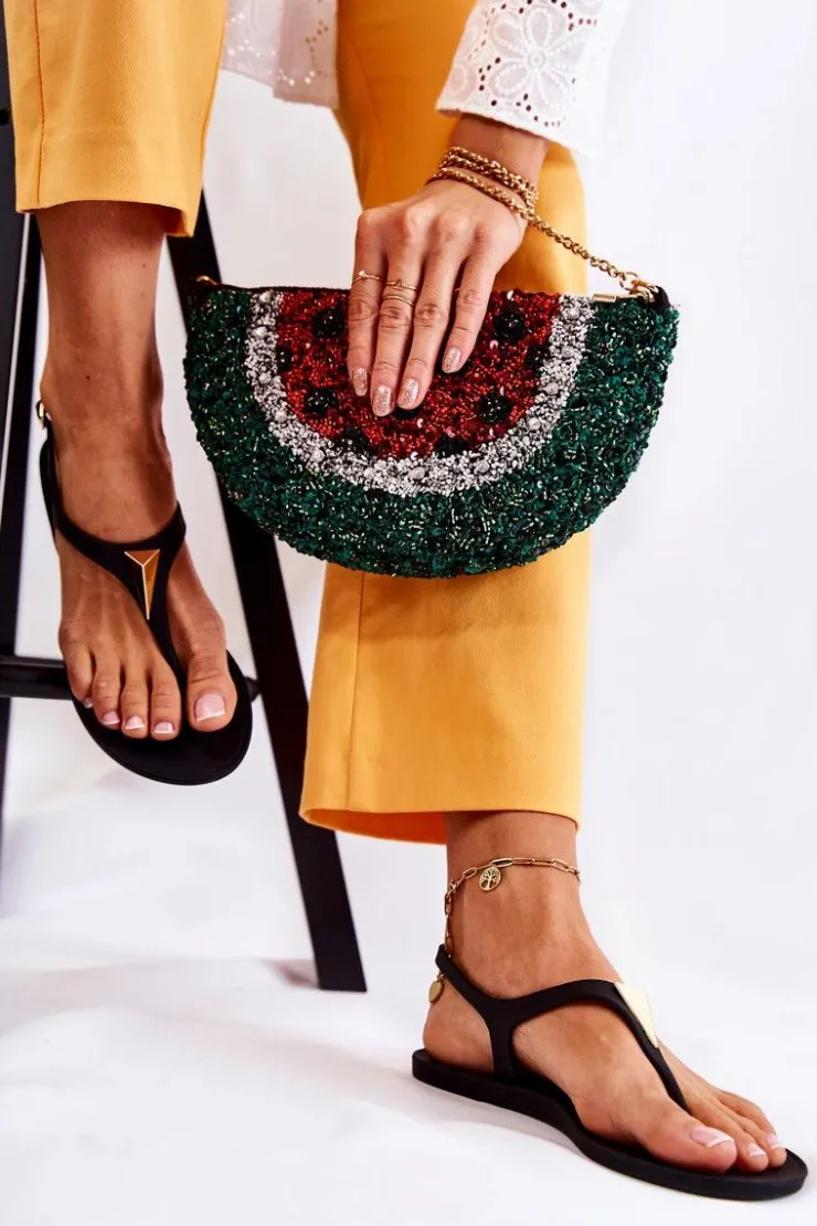 Boto Sandały Gumowe|Sandały Płaskie*Damskie Sandałki Czarne Storm