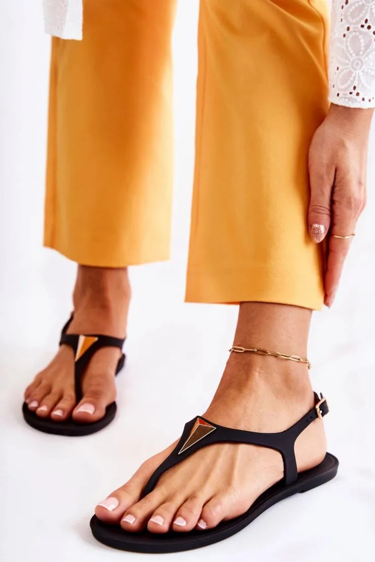 Boto Sandały Gumowe|Sandały Płaskie*Damskie Sandałki Czarne Storm