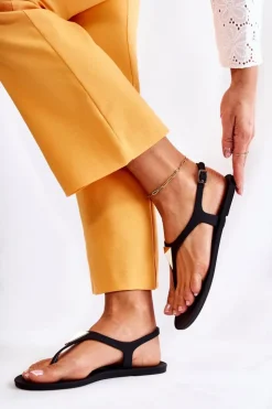 Boto Sandały Gumowe|Sandały Płaskie*Damskie Sandałki Czarne Storm