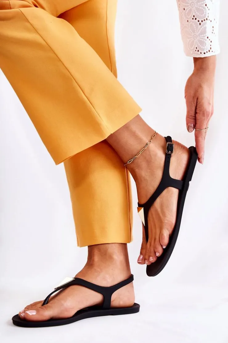 Boto Sandały Gumowe|Sandały Płaskie*Damskie Sandałki Czarne Storm