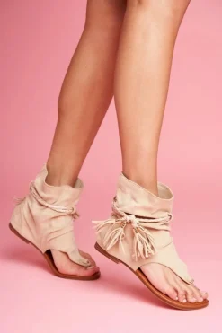 Damskie Boto Damskie Sandałki Japonki Z Cholewką Beżowe SL1011 Madrit