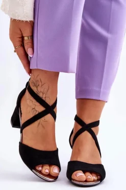 Buty damskie Vinceza Damskie Sandałki Na Niskim Obcasie Czarne Quinn