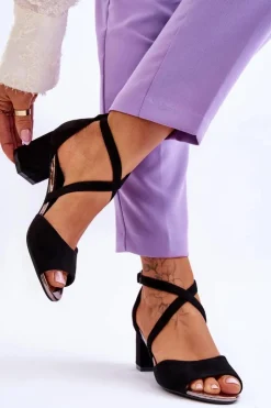 Buty damskie Vinceza Damskie Sandałki Na Niskim Obcasie Czarne Quinn