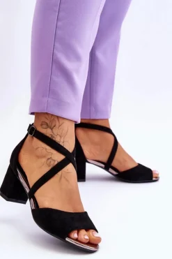 Buty damskie Vinceza Damskie Sandałki Na Niskim Obcasie Czarne Quinn