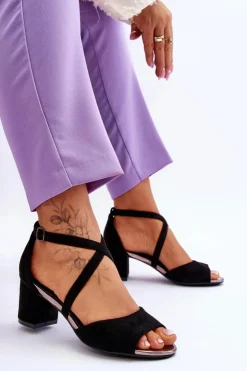 Buty damskie Vinceza Damskie Sandałki Na Niskim Obcasie Czarne Quinn