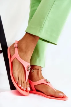 Online Boto Damskie Sandałki Neonowe Pomarańczowe Sonner