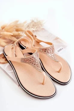 Damskie Boto Damskie Sandały Japonki Z Ozdobami Różowe Atlanta