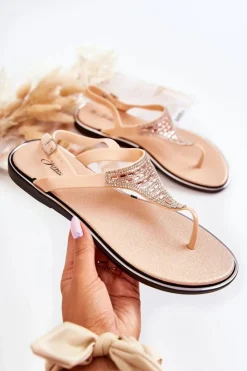 Damskie Boto Damskie Sandały Japonki Z Ozdobami Różowe Atlanta