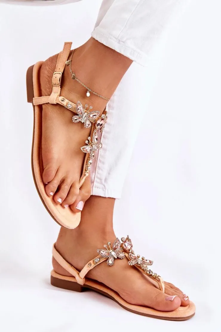 Damskie Boto Damskie Sandały Japonki Z Ozdobnymi Motylami Pomarańczowe Lonnie