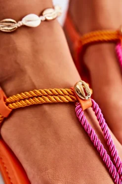 Damskie Boto Damskie Sandały Japonki Z Muszelką Pomarańczowe Candell