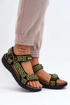 Discount Lee Cooper Damskie Sandały LCW-24-34-2609 Limonkowe