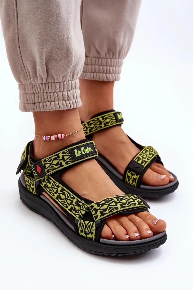 Discount Lee Cooper Damskie Sandały LCW-24-34-2609 Limonkowe