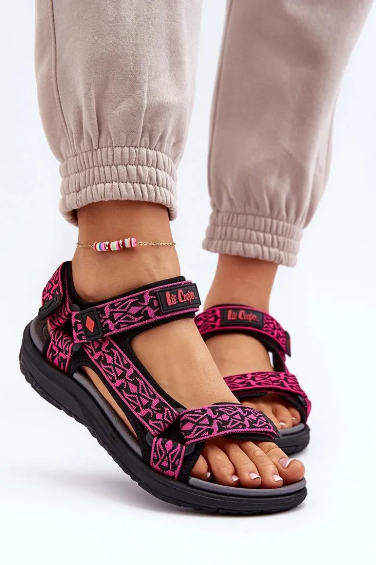 Lee Cooper Sandały Płaskie*Damskie Sandały LCW-24-34-2608 Fuksja