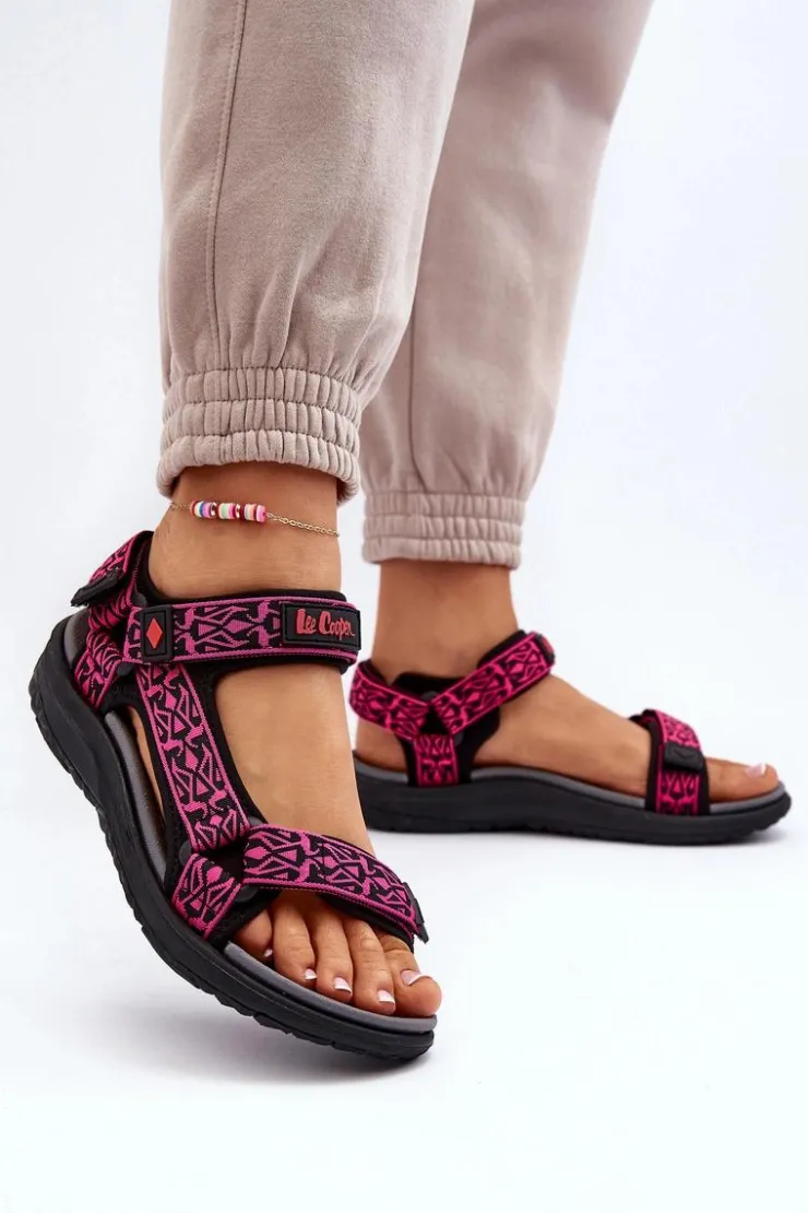 Lee Cooper Sandały Płaskie*Damskie Sandały LCW-24-34-2608 Fuksja