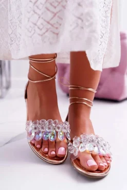 Damskie Boto Damskie Sandały Lu Boo Kryształy Złote Madina