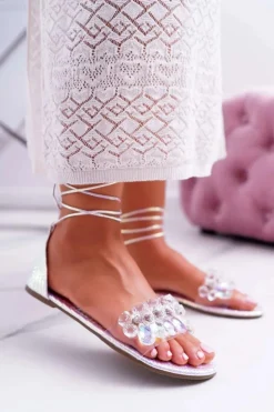 Discount Boto Damskie Sandały Lu Boo Kryształy Srebrne Madina