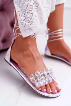 Discount Boto Damskie Sandały Lu Boo Kryształy Srebrne Madina