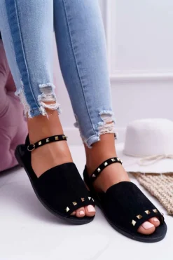 Boto Damskie Sandały Lu Boo Zamszowe Czarne Silena