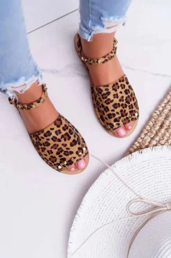 Hot Boto Damskie Sandały Lu Boo Zamszowe Leopard Silena