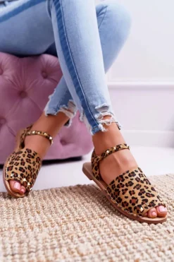 Hot Boto Damskie Sandały Lu Boo Zamszowe Leopard Silena