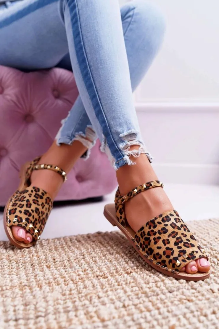 Hot Boto Damskie Sandały Lu Boo Zamszowe Leopard Silena