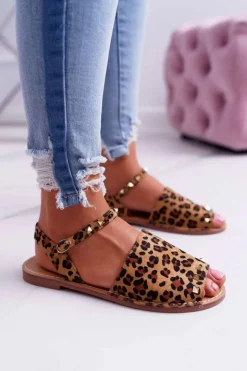Hot Boto Damskie Sandały Lu Boo Zamszowe Leopard Silena