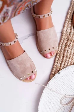 Damskie Boto Damskie Sandały Lu Boo Zamszowe Beżowe Silena