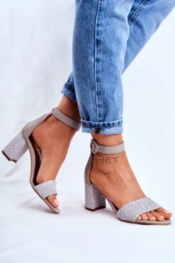 Damskie Maciejka Damskie Sandały Skórzane Szare 04235-03/00-5