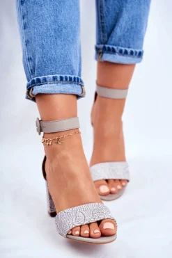 Damskie Maciejka Damskie Sandały Skórzane Szare 04235-03/00-5